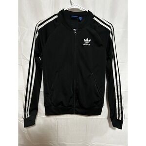 Adidas Originals Track Jacket Mens XS Black Trefoil 3 Stripe Full Zip
